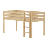 Mid-High Bed with Safety Rails, 90x200 cm, Pine