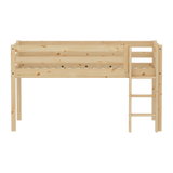 Mid-High Bed with Safety Rails, 90x200 cm, Pine