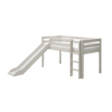 Mid-High Bed with Slide and Ladder, 90x200 cm, White