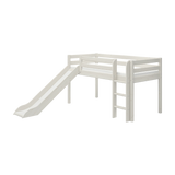 High Bed 120 cm with Slide and Ladder, 90x200 cm, White