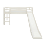 High Bed 120 cm with Slide and Ladder, 90x200 cm, White