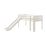 High Bed 120 cm with Slide and Ladder, 90x200 cm, White