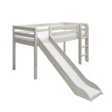 High Bed 120 cm with Slide and Ladder, 90x200 cm, White MID_HIGH-BED mid-high-bed-w-straight-ladder-and-slide-white-washed  flexa-com.myshopify.com