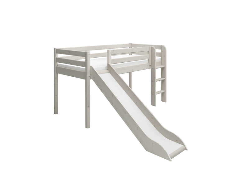 Mid-high bed w. straight ladder and slide