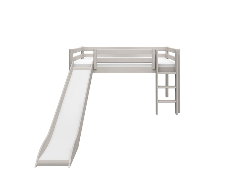 Mid-high Bed with Slide and Straight Ladder, Grey