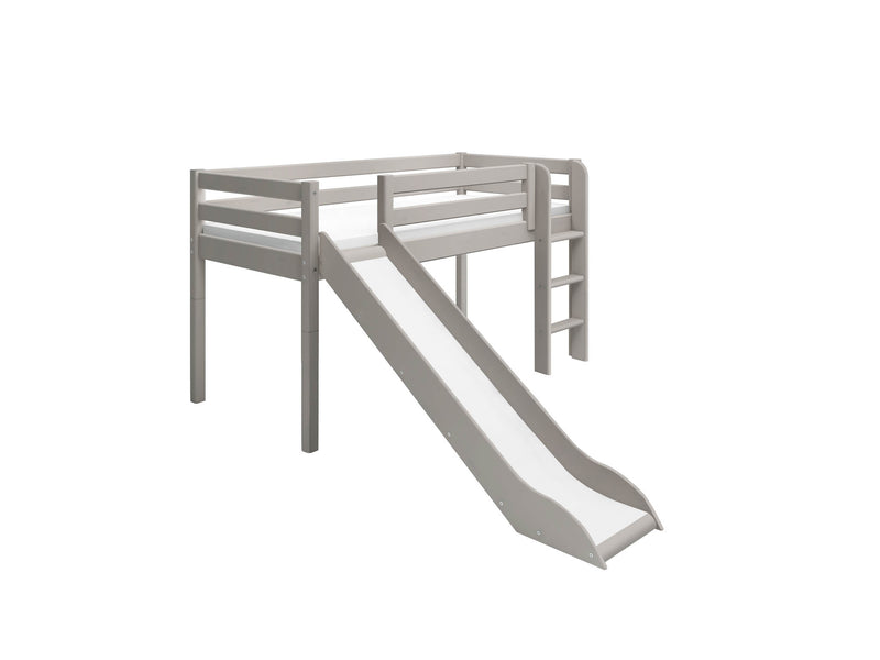 Mid-high bed w. straight ladder and slide