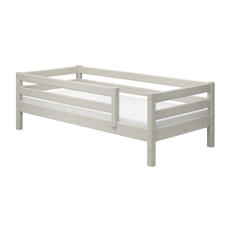 Single Bed with Safety Rail, 90x200 cm, White