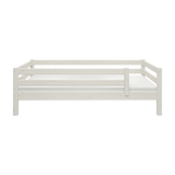 FLEXA bed rail, CLASSIC collection, 3/4 length in white solid pine, surrounds three sides for child safety, plain backdrop.