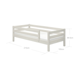 Single Bed with Safety Rail, 90x200 cm, White