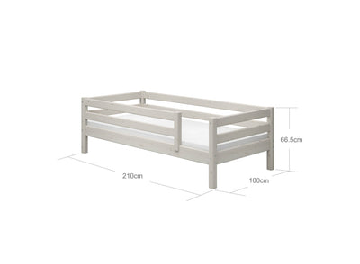 Single Bed with Safety Rail, 90x200 cm, White