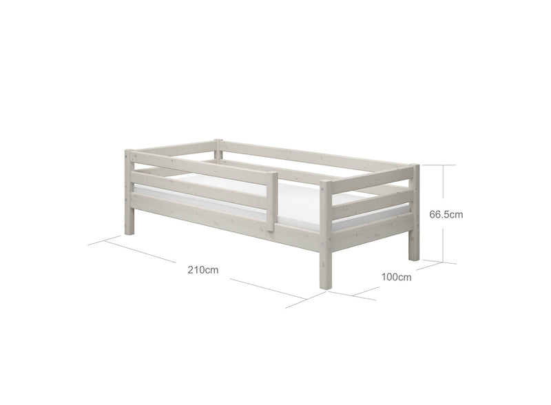 Single Bed with Safety Rail, 90x200 cm, White