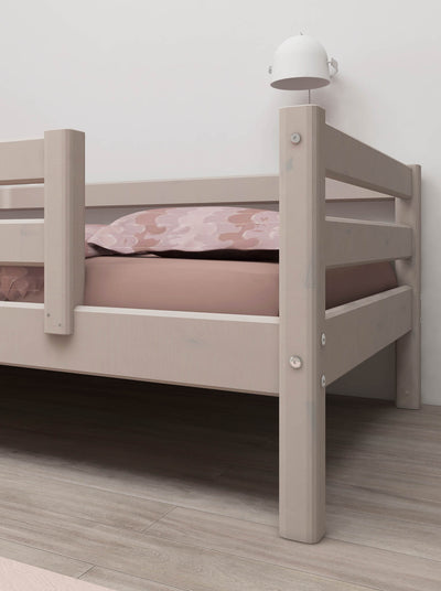 Single Bed with Safety Rail, 90x200 cm, Grey