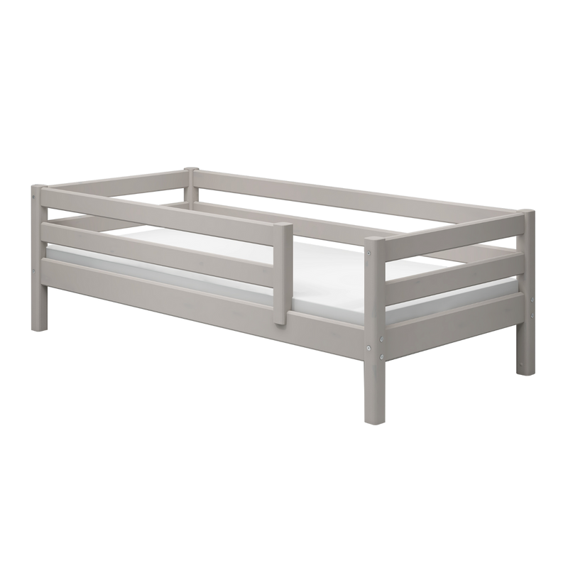 Single Bed with Safety Rail, 90x200 cm, Grey