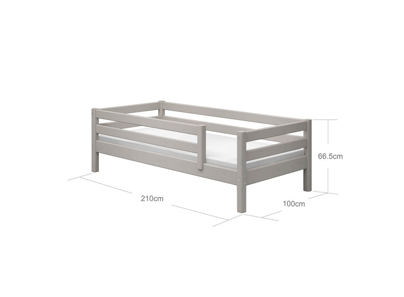 Single Bed with Safety Rail, 90x200 cm, Grey