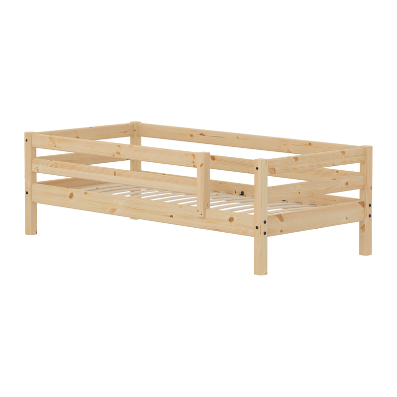 Single Bed with Safety Rail, 90x200 cm, Pine