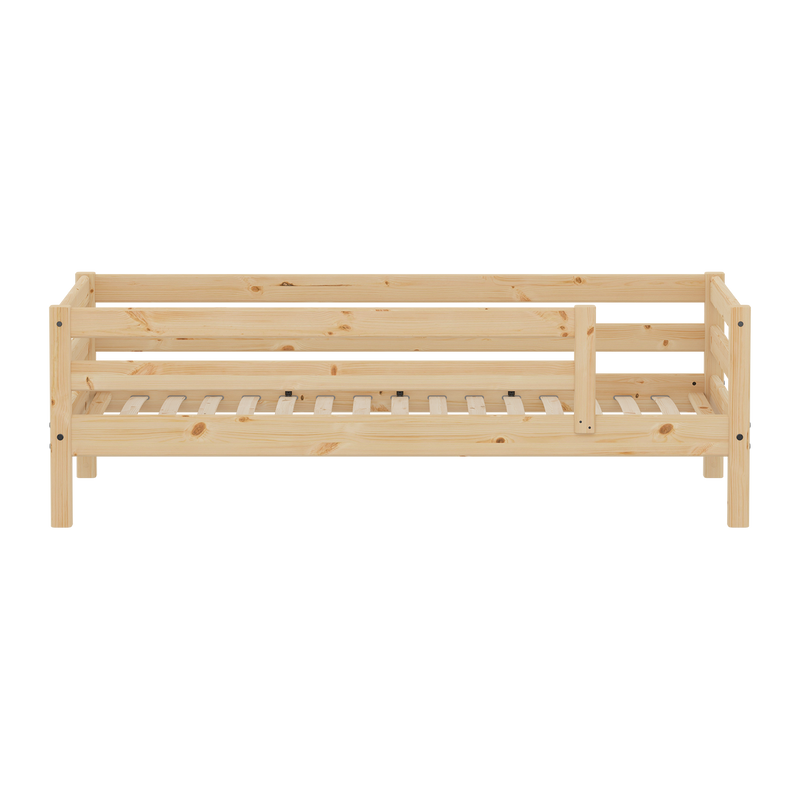 Single Bed with Safety Rail, 90x200 cm, Pine