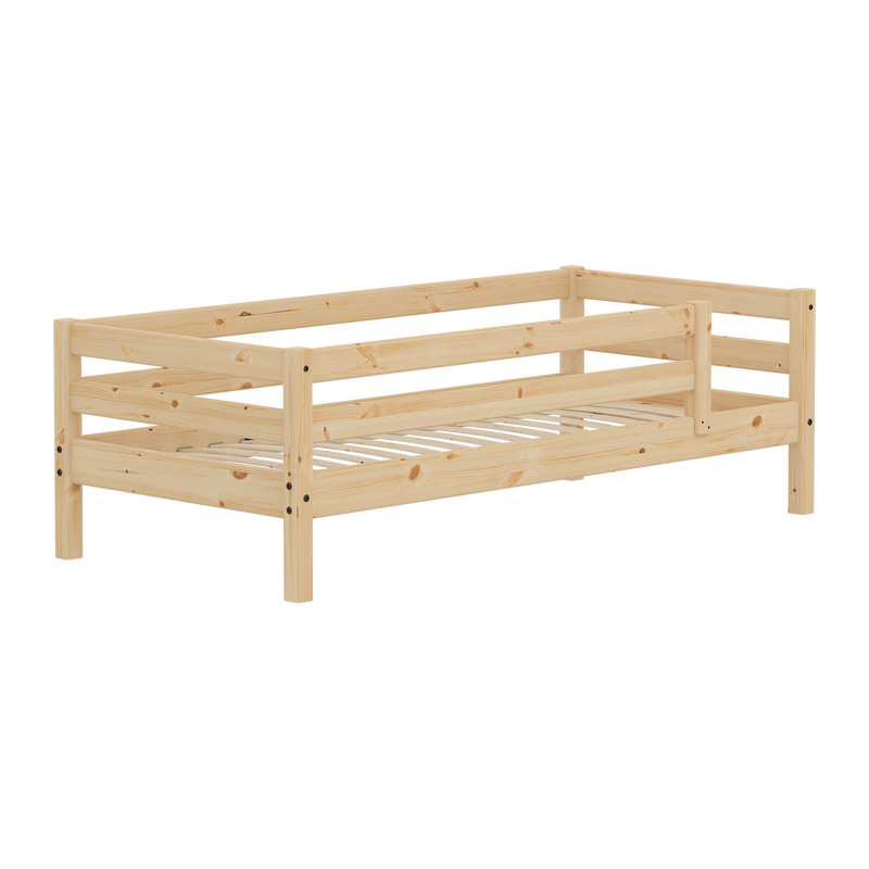 Single Bed with Safety Rail, 90x200 cm, Pine