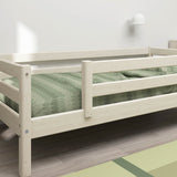 Single Bed with Safety Rail, 90x200 cm, White