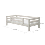 Single Bed with Safety Rail, 90x200 cm, White