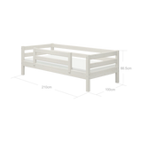 Cama individual con barrera de seguridad, 90x200 cm, Blanco