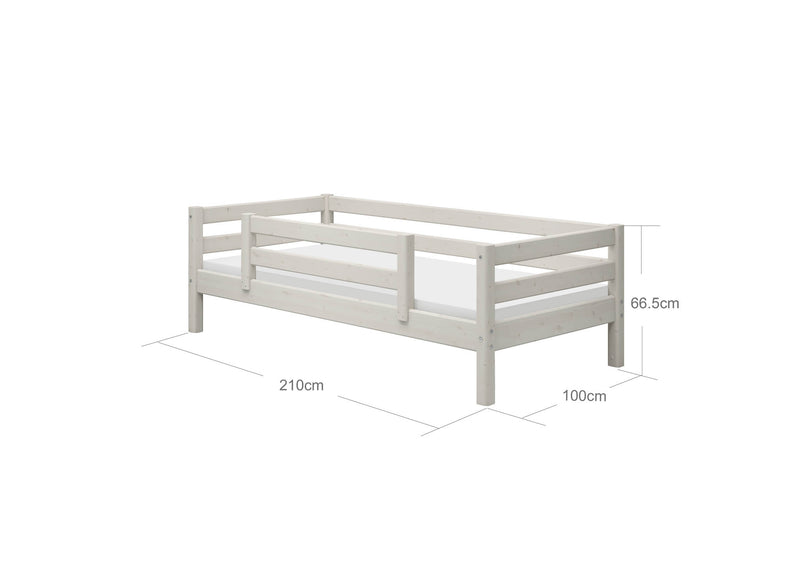 Single Bed with Safety Rails, 90x200 cm, White