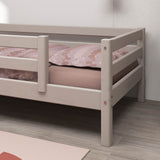 Single Bed with Safety Rail, 90x200 cm, Grey