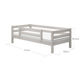 Single Bed with Safety Rail, 90x200 cm, Grey