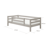 Cama individual con barrera de seguridad, 90x200 cm, Gris