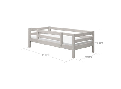 Single Bed with Safety Rails, 90x200 cm, Grey