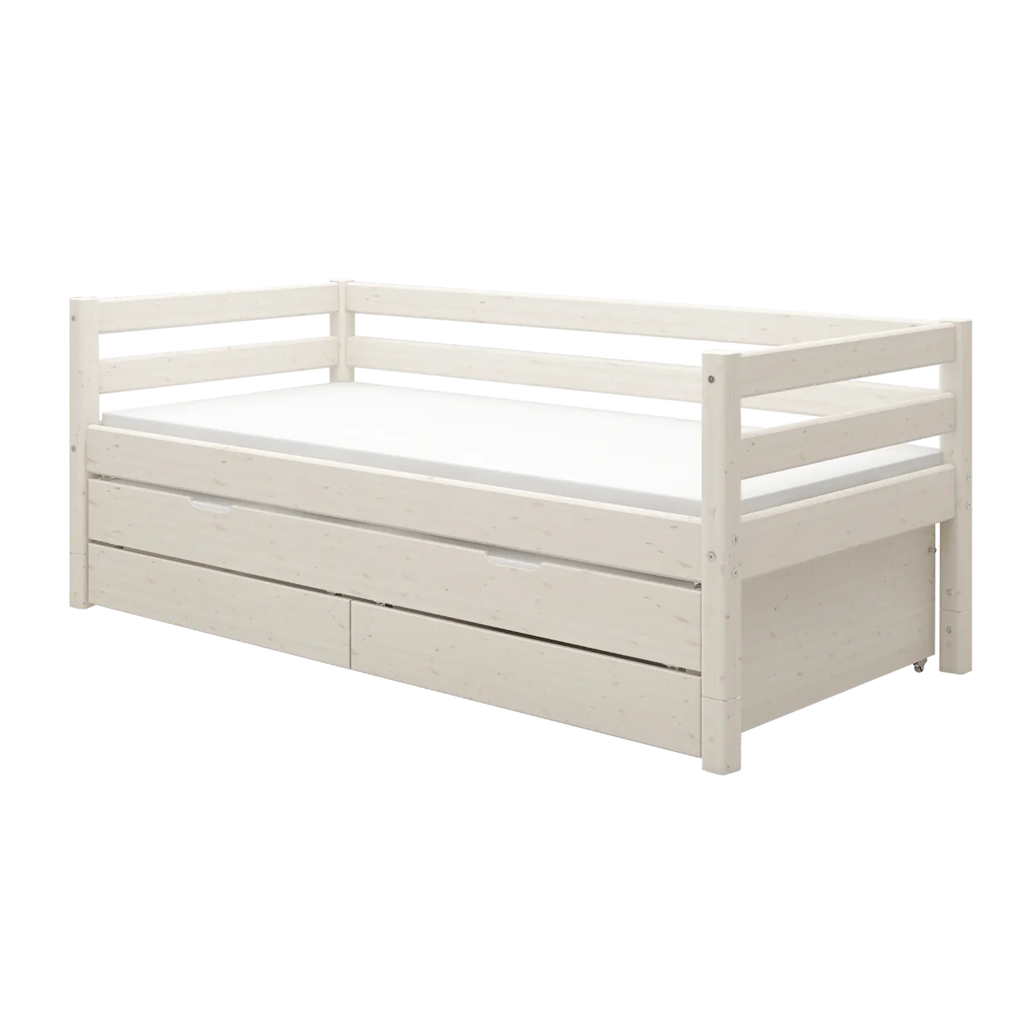 Single Bed with Pull-out Bed, 90x200 cm, White SINGLE_BED daybed-with-trundle-pullout-bed-white-washed  flexa-com.myshopify.com