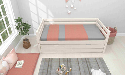 Cama individual con cama de arrastre