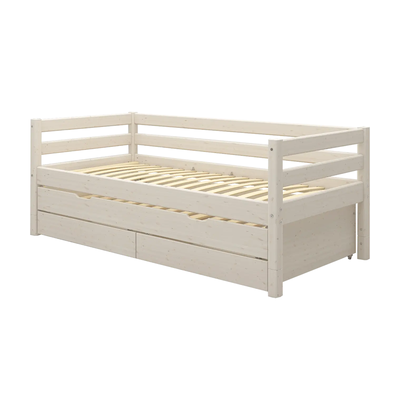 Single Bed with Pull-out Bed, 90x200 cm, White SINGLE_BED daybed-with-trundle-pullout-bed-white-washed  flexa-com.myshopify.com