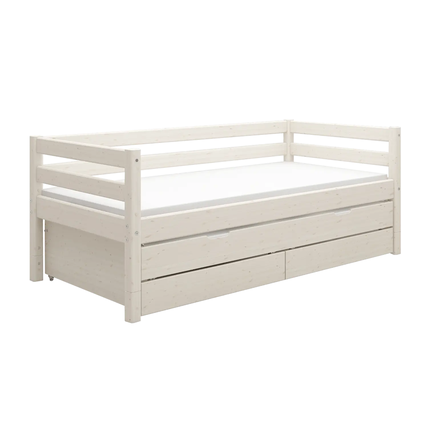 Single Bed with Pull-out Bed, 90x200 cm, White SINGLE_BED daybed-with-trundle-pullout-bed-white-washed  flexa-com.myshopify.com
