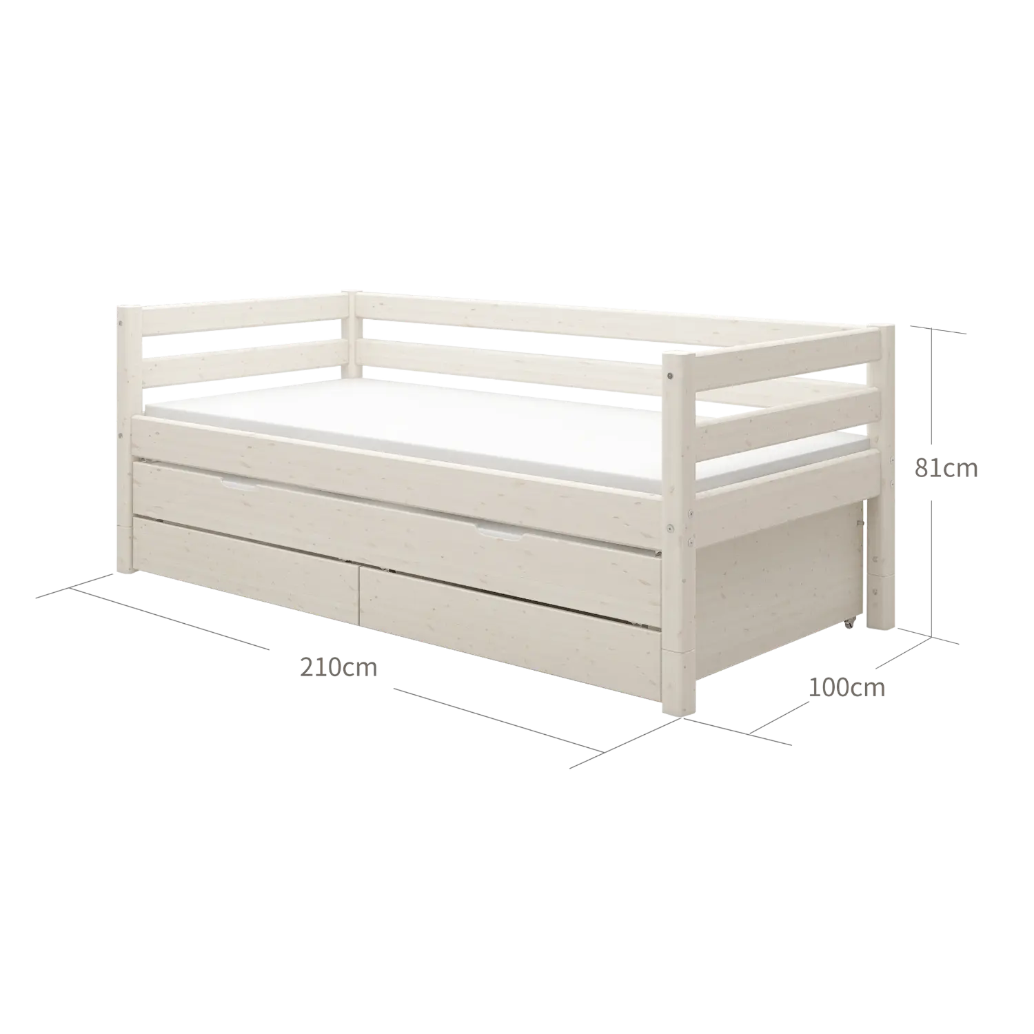 Single Bed with Pull-out Bed, 90x200 cm, White SINGLE_BED daybed-with-trundle-pullout-bed-white-washed  flexa-com.myshopify.com