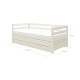 Single Bed 90x200 cm with Pull-out Bed 90x190 cm, White