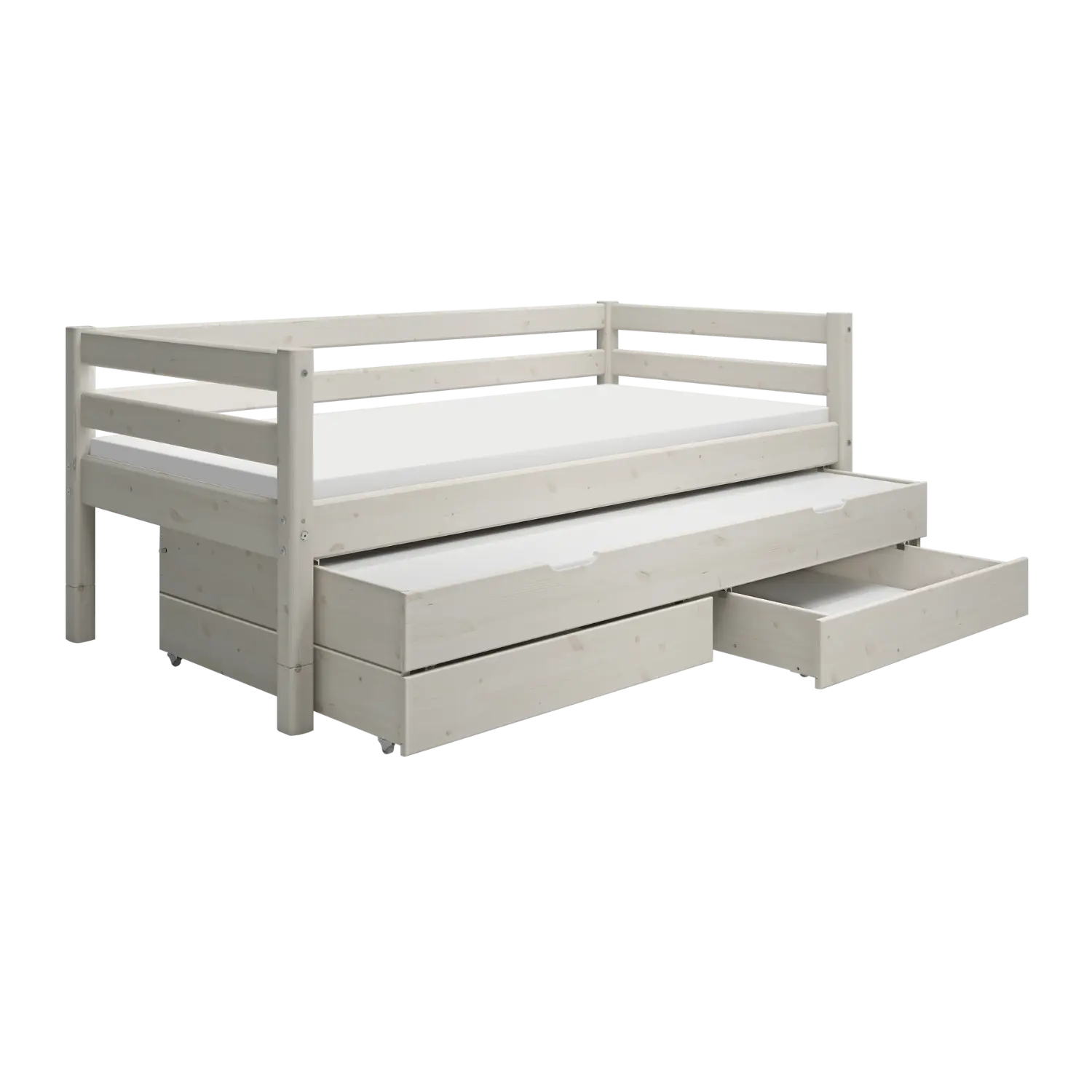 Single Bed with Pull-out Bed, 90x200 cm, White SINGLE_BED daybed-with-trundle-pullout-bed-white-washed  flexa-com.myshopify.com