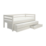 Single Bed 90x200 cm with Pull-out Bed 90x190 cm, White