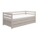Single Bed with Pull-out Bed, Storage and Safety Rail, 90x200 cm, Grey