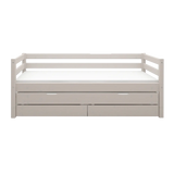 Single Bed with Pull-out Bed, Storage and Safety Rail, 90x200 cm, Grey SINGLE_BED single-bed-with-trundle-pullout-bed-grey-washed  flexa-com.myshopify.com
