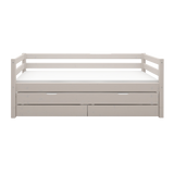 Single Bed with Pull-out Bed, Storage and Safety Rail, 90x200 cm, Grey