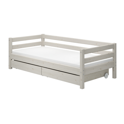 Single Bed with Storage and Safety Rail, 90x200 cm, White