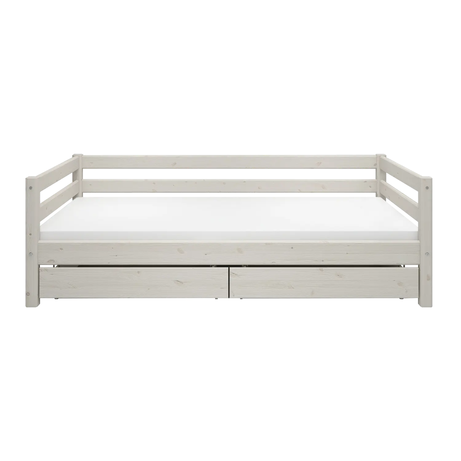 Single Bed with Storage, 90x200 cm, White SINGLE_BED single-bed-with-2-drawers-white-washed-1  flexa-com.myshopify.com