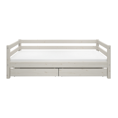 Single Bed with Storage and Safety Rail, 90x200 cm, White