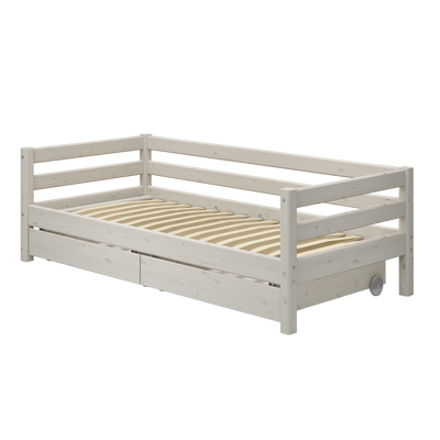 Single Bed with Storage and Safety Rail, 90x200 cm, White