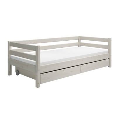 Single Bed with Storage and Safety Rail, 90x200 cm, White