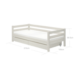 Single Bed with Storage, 90x200 cm, White