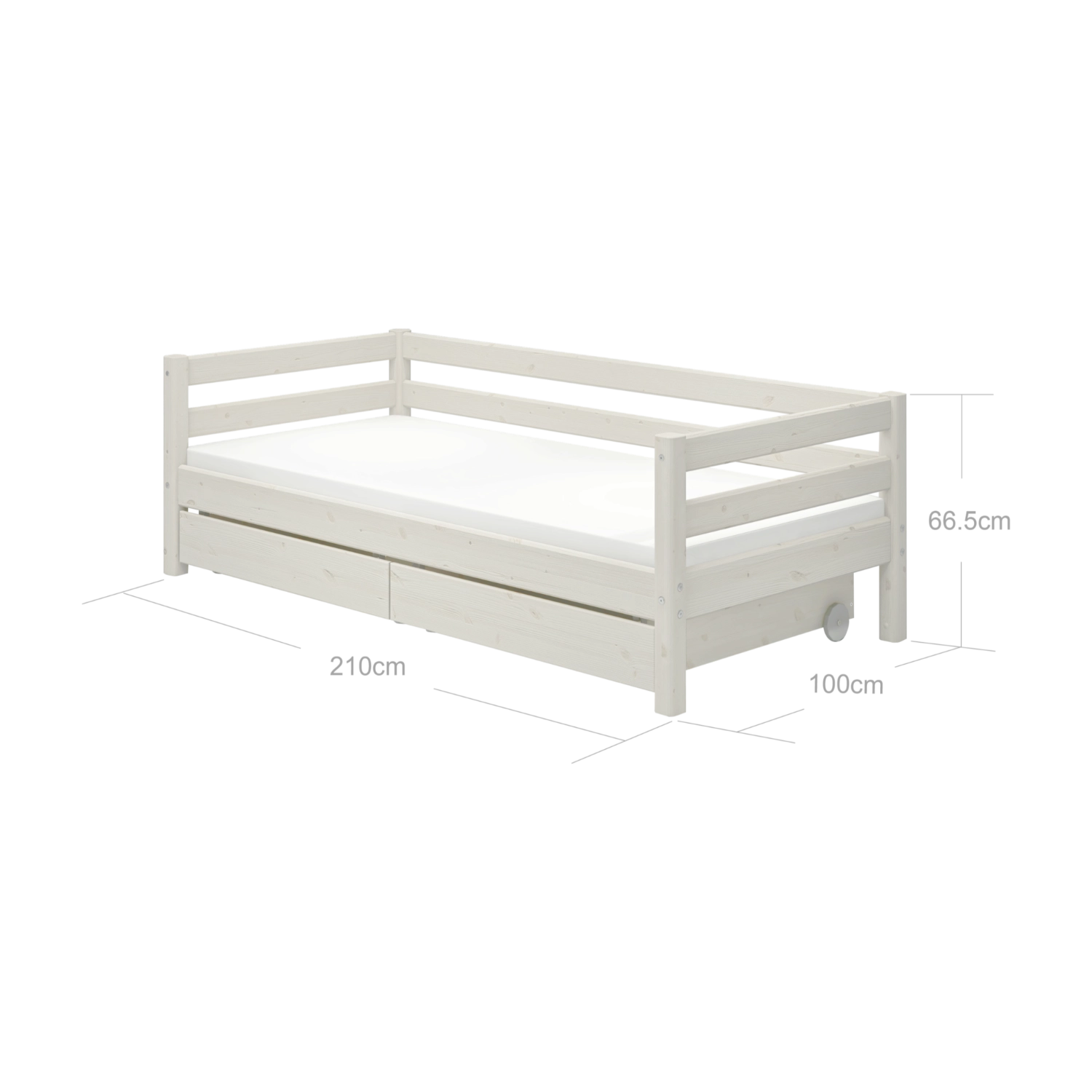 Einzelbett mit Schubladen, 90x200 cm, Weiß – FLEXA