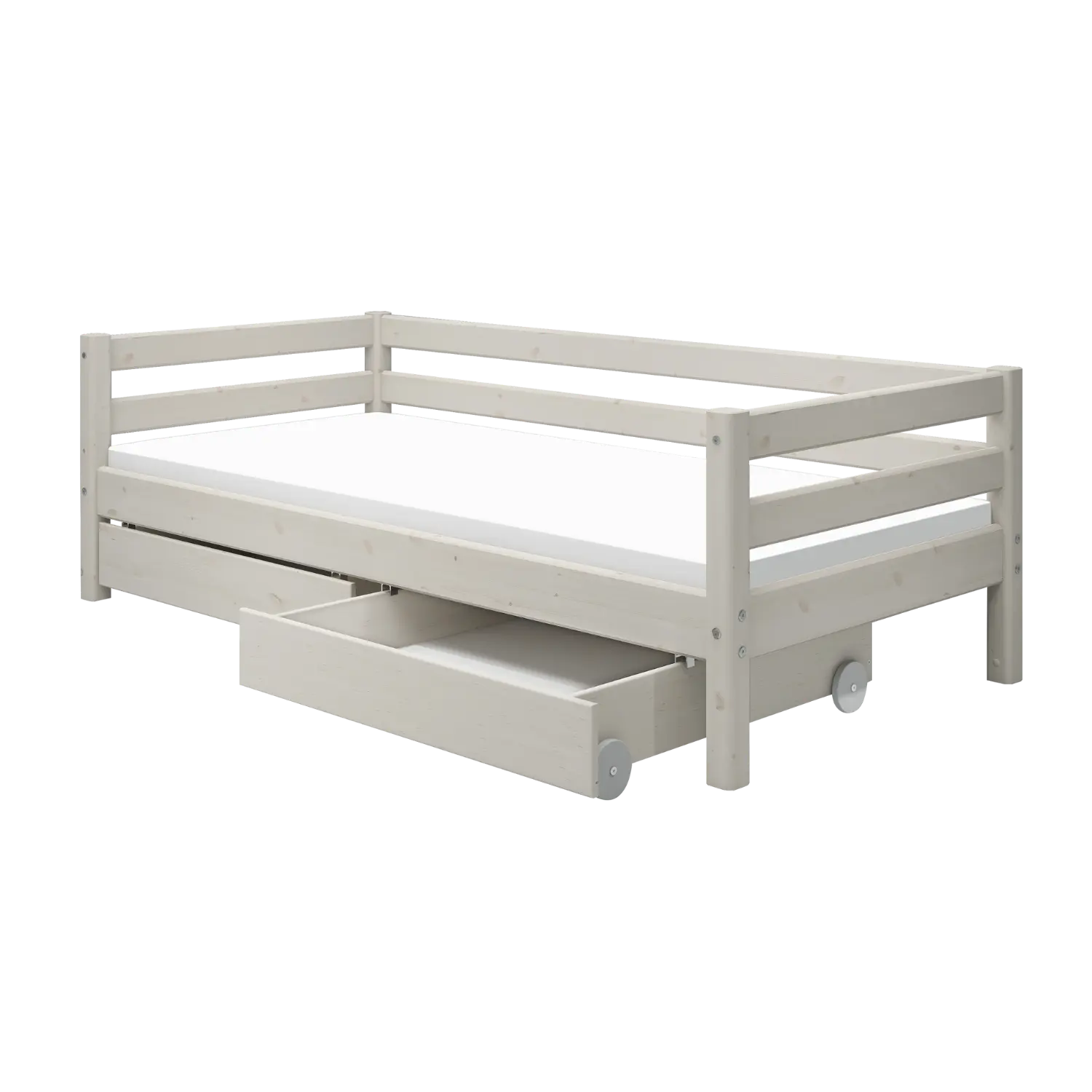 Single Bed with Storage, 90x200 cm, White SINGLE_BED single-bed-with-2-drawers-white-washed-1  flexa-com.myshopify.com