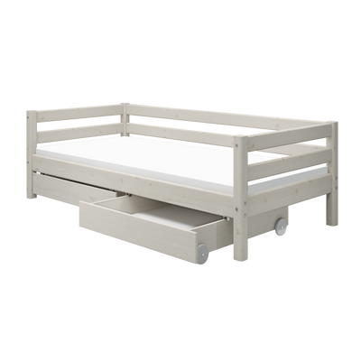 Single Bed with Storage and Safety Rail, 90x200 cm, White