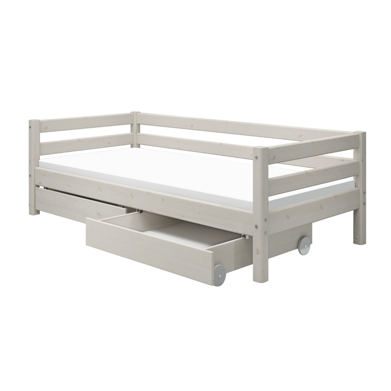 Single Bed with Storage and Safety Rail, 90x200 cm, White